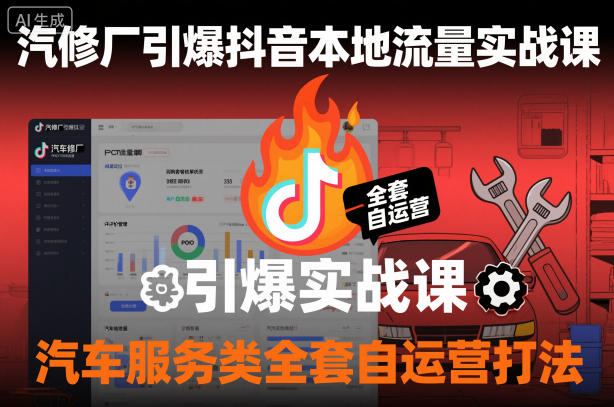 汽修厂引爆抖音本地流量实战课，汽车服务类全套自运营打法-智云网