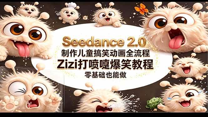 (18211期)Seedance 2.0 制作儿童搞笑动画全流程Zizi打喷嚏爆笑教程|零基础也能做 (18211期)Seedance 2.0 制作儿童搞笑动画全流程Zizi打喷嚏爆笑教程|零基础也能做