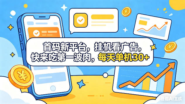 首码新平台,挂G自动看广告,快来吃第一波肉,每天单机30+,可矩阵放大【揭秘】-智云网
