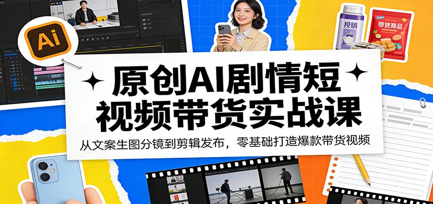原创AI剧情短视频带货实战课:从文案生图分镜到剪辑发布,零基础打造爆款带货视频-智云网