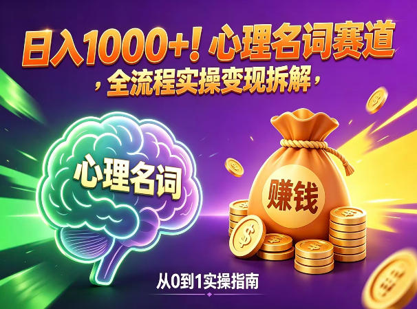 心理名词赛道,新手小白也能做,全流程项目拆解,单日变现1k+-智云网