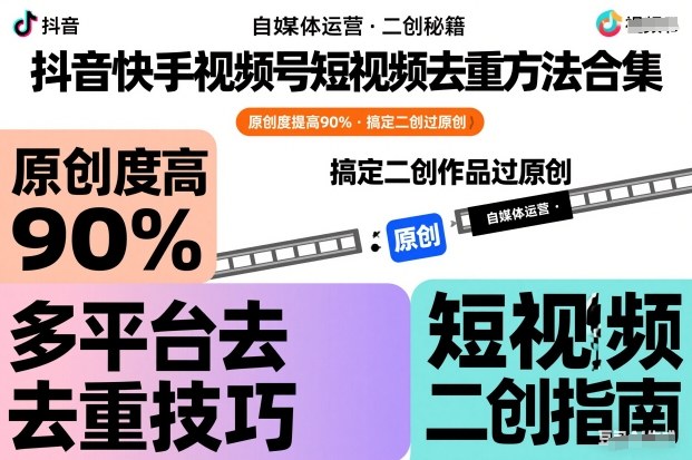 抖音快手视频号短视频去重方法合集,原创度提高90%,搞定二创作品过原创-智云网