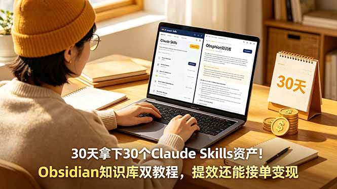 (18886期)30天拿下30个Claude Skills资产!Obsidian知识库双教程,提效还能接单变现-智云网