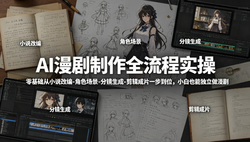 AI漫剧制作全流程实操，零基础从小说改编-角色场景-分镜生成-剪辑成片一步到位，小白也能独立做漫剧-智云网