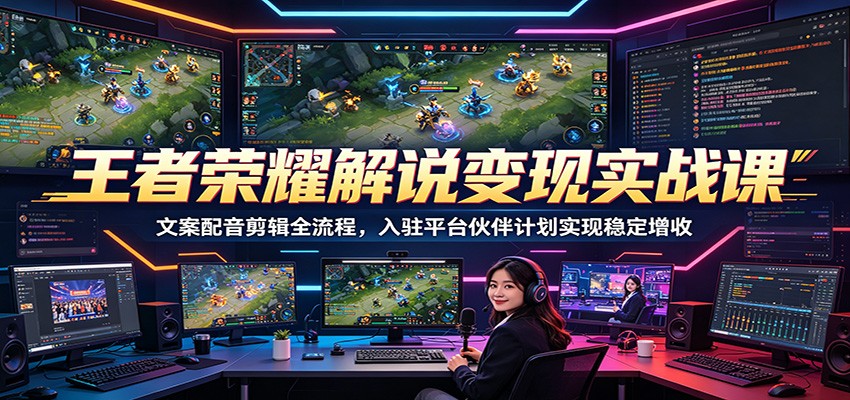 王者荣耀解说变现实战课:文案配音剪辑全流程,入驻平台伙伴计划实现稳定增收-智云网