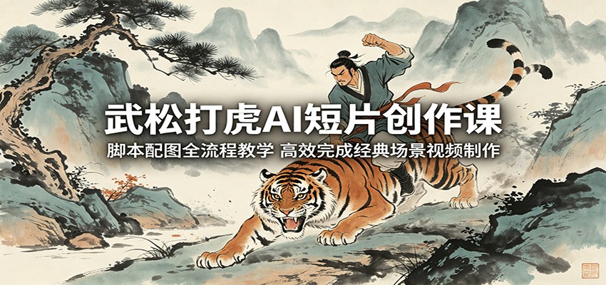 武松打虎AI短片创作课:脚本配图全流程教学,高效完成经典场景视频制作-智云网