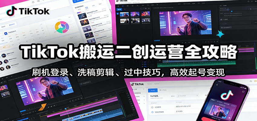 TikTok搬运二创运营全攻略：刷机登录、洗稿剪辑 、过中技巧，高效起号变现-智云网