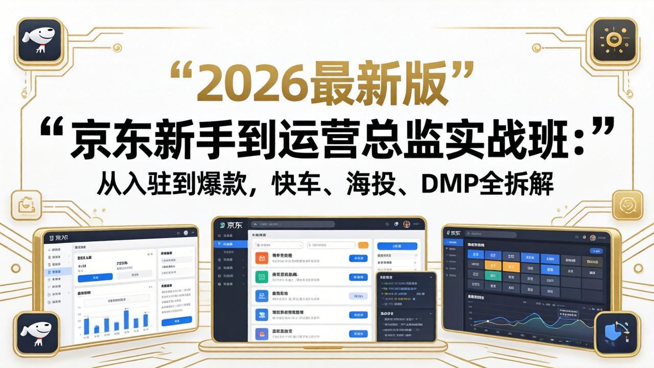 京东新手到运营总监实战班:从入驻到爆款,快车、海投、DMP全拆解,2026最新版-智云网