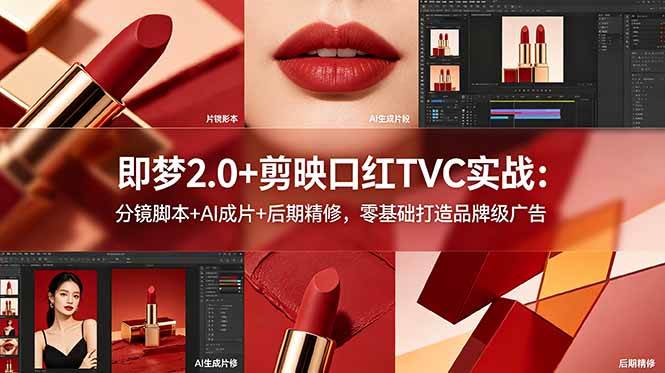 (18729期)即梦2.0+剪映口红TVC实战:分镜脚本+AI成片+后期精修,零基础打造品牌级广告 (18729期)即梦2.0+剪映口红TVC实战:分镜脚本+AI成片+后期精修,零基础打造品牌级广告