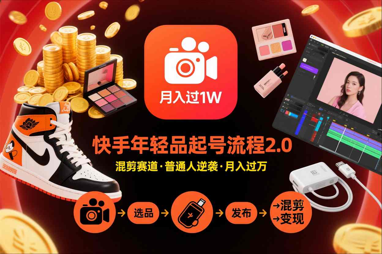 快手短视频带货年轻品起号流程2.0,快手年轻品混剪赛道,普通人也能月入过1W-智云网