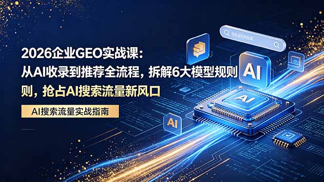 2026 企业GEO实战课:从AI收录到推荐全流程,拆解6大模型规则,抢占 AI 搜索流量新风口-智云网