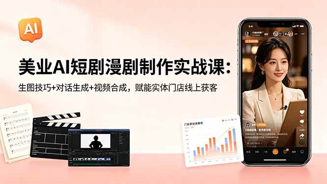 (18536期)美业AI短剧漫剧制作实战课:生图技巧+对话生成+视频合成,赋能实体门店线上获客-智云网