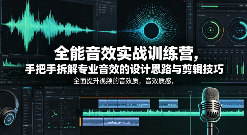 全能音效实战训练营，手把手拆解专业音效的设计思路与剪辑技巧，全面提升视频的音效质感-智云网