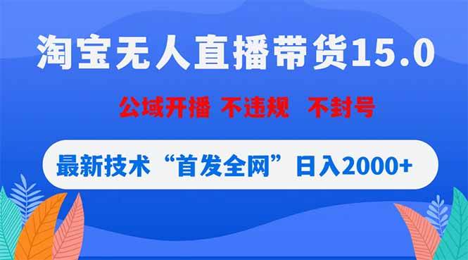 (18562期)淘宝无人直播带货15.0,不封号,不违规,公域玩法,首发全网日入2000+-智云网