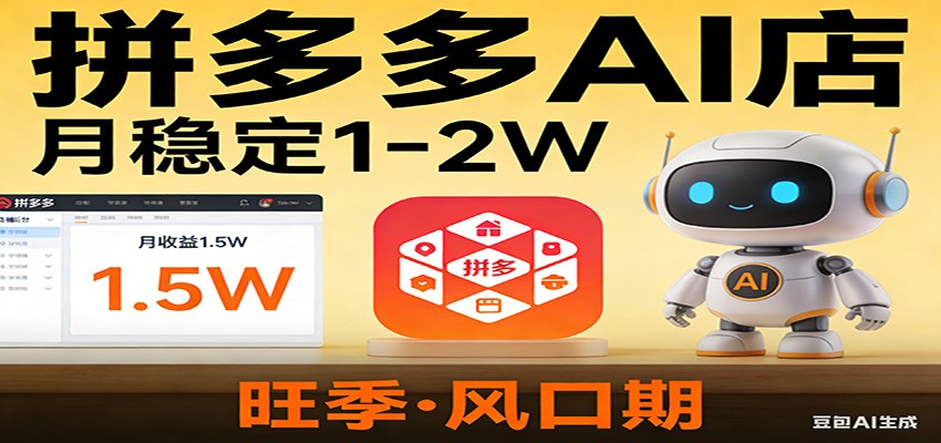 开一家拼多多AI店,月稳定1-2W,目前旺季,风口期!-智云网