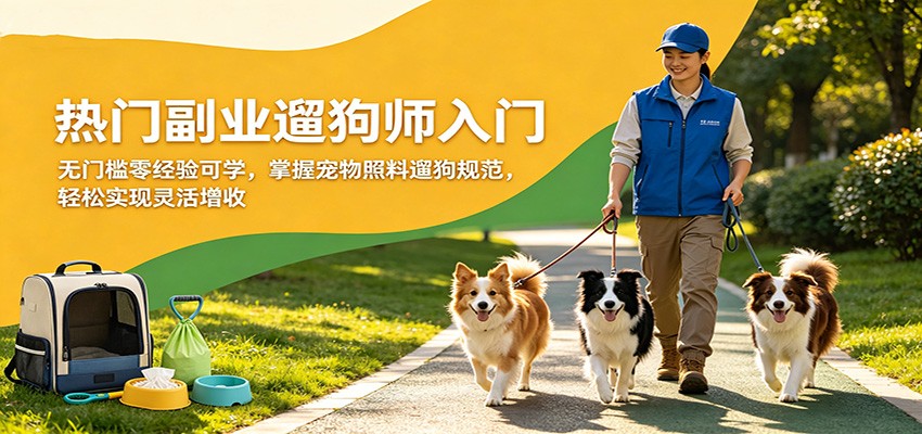 热门副业遛狗师入门，无门槛零经验可学，掌握宠物照料遛狗规范，轻松实现灵活增收-智云网