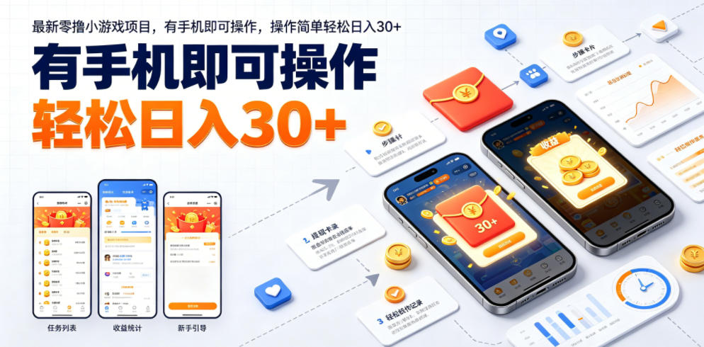 最新零撸小游戏项目,有手机即可操作,操作简单轻松日入30+-智云网
