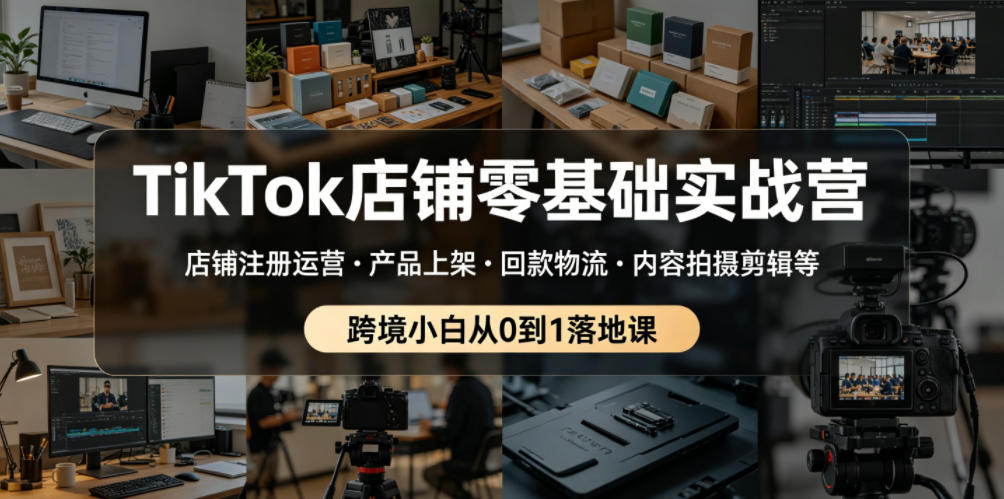 TikTok店铺零基础实战营,店铺注册运营・产品上架・回款物流・内容拍摄剪辑等 ,跨境小白从0到1落地课-智云网