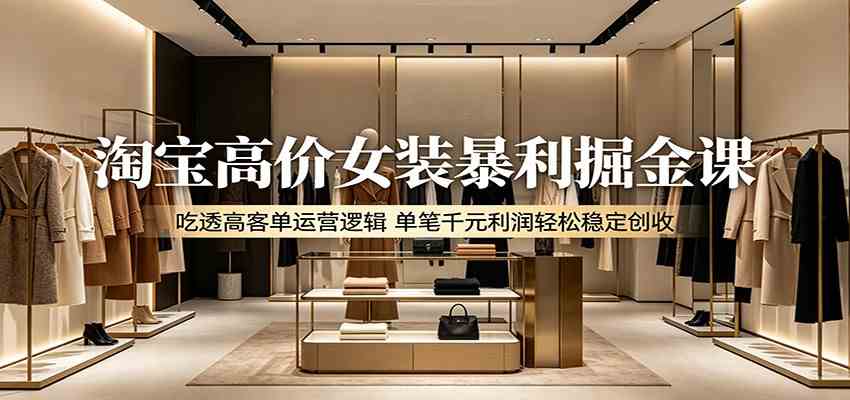 淘宝高价女装暴利掘金课:吃透高客单运营逻辑,单笔千元利润轻松稳定创收-智云网