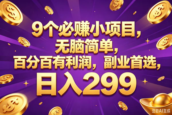 (18736期)9个必赚的小项目,百分百赚元子,无脑简单,副业首选,日入299+ (18736期)9个必赚的小项目,百分百赚元子,无脑简单,副业首选,日入299+