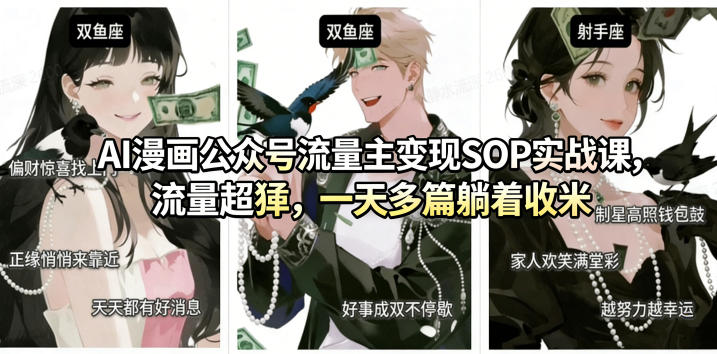 AI漫画公众号流量主变现SOP实战课,流量超猛,制作简单,一天多篇躺着收米-智云网