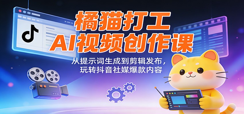 橘猫打工AI视频创作课：从提示词生成到剪辑发布，玩转抖音社媒爆款内容-智云网