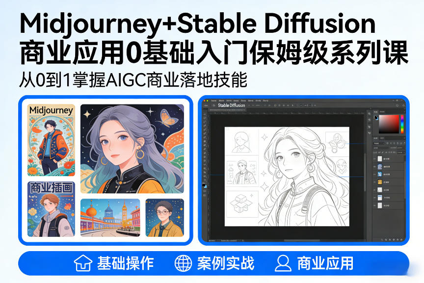 AIGC商业应用Midjourney+Stable Diffusion教程,0基础入门保姆级系列课-智云网