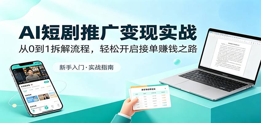 AI短剧推广变现实战：从0到1拆解流程，轻松开启接单赚钱之路-智云网