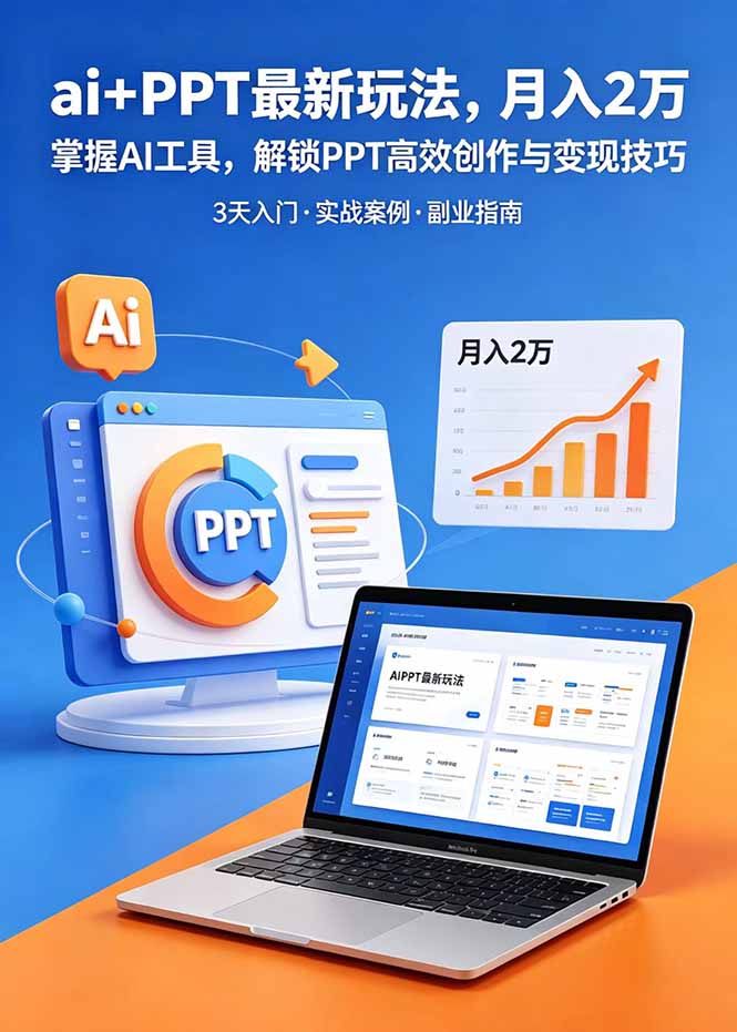 ai+PPT最新玩法，月入2万掌握AI工具，解锁PPT高效创作与变现技巧3天入门，实战案例·副业指南-智云网