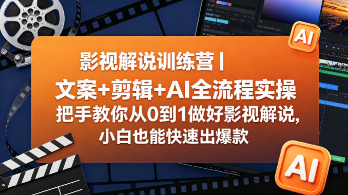 影视解说训练营｜文案+剪辑+AI全流程实操，把手教你从0到1做好影视解说，小白也能快速出爆款-智云网