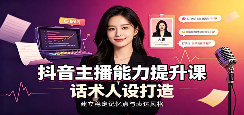 抖音主播能力提升课:账号底层逻辑,直播间搭建调试,话术人设打造全套教学-智云网