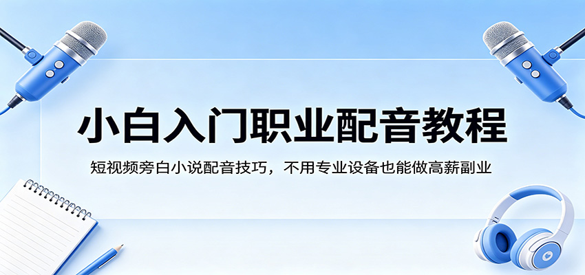 小白入门职业配音教程，短视频旁白小说配音技巧，不用专业设备也能做高薪副业-智云网