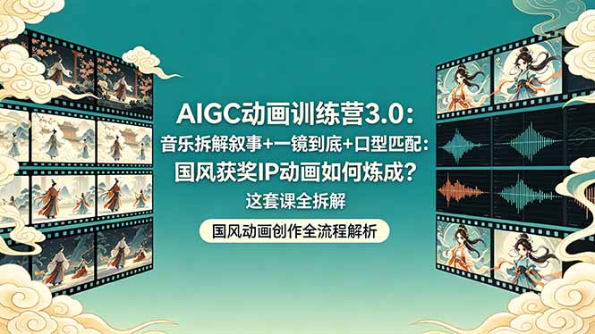 AIGC动画训练营3.0:音乐拆解叙事+一镜到底+口型匹配:国风获奖IP动画如何炼成?这套课全拆解-智云网