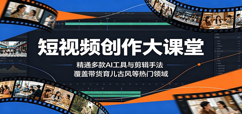 短视频创作大课堂:精通多款AI工具与剪辑手法,覆盖带货、育儿、古风等热门领域-智云网