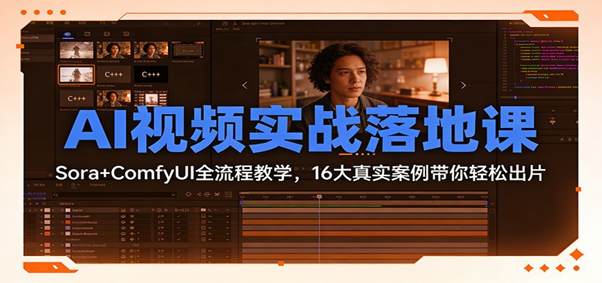 AI视频实战落地课:Sora+ComfyUI全流程教学,16大真实案例带你轻松出片-智云网