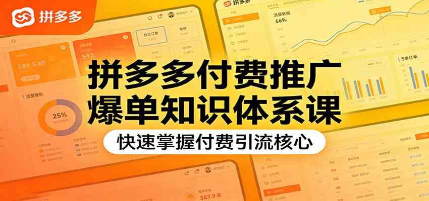 拼多多付费推广爆单知识体系课,快速掌握付费引流核心-智云网
