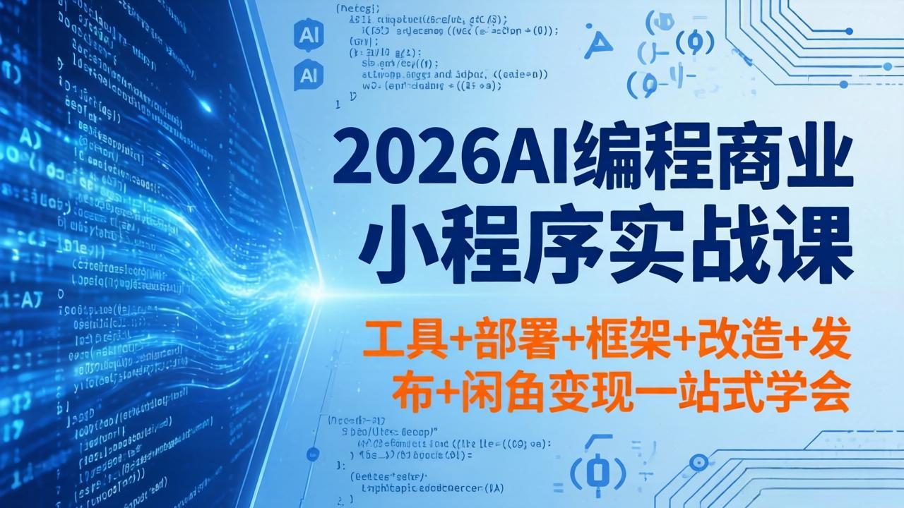 2026AI编程商业小程序实战课,工具+部署+框架+改造+发布+闲鱼变现一站式学会-智云网