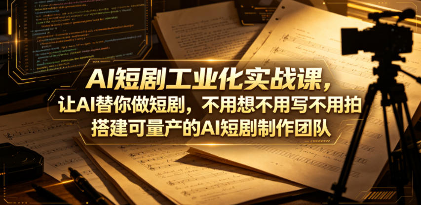 AI短剧工业化实战课,让AI替你做短剧,不用想不用写不用拍,搭建可量产的AI短剧制作团队 AI短剧工业化实战课,让AI替你做短剧,不用想不用写不用拍,搭建可量产的AI短剧制作团队