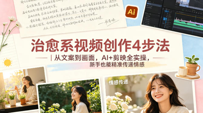 治愈系视频创作4步法|从文案到画面,AI+剪映全实操,新手也能精准传递情感 治愈系视频创作4步法|从文案到画面,AI+剪映全实操,新手也能精准传递情感