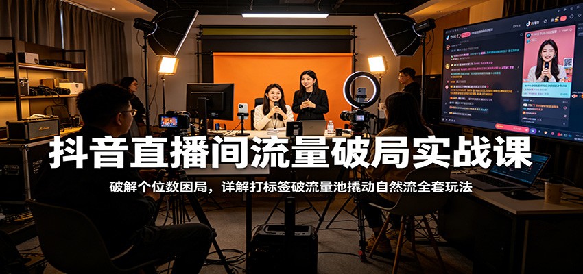 抖音直播间流量破局实战课:破解个位数困局,详解打标签破流量池撬动自然流全套玩法-智云网