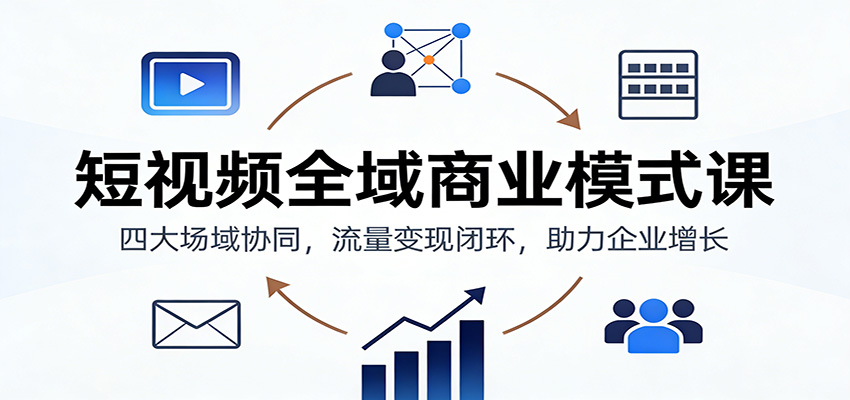 短视频全域商业模式课：四大场域协同，流量变现闭环，助力企业增长-智云网