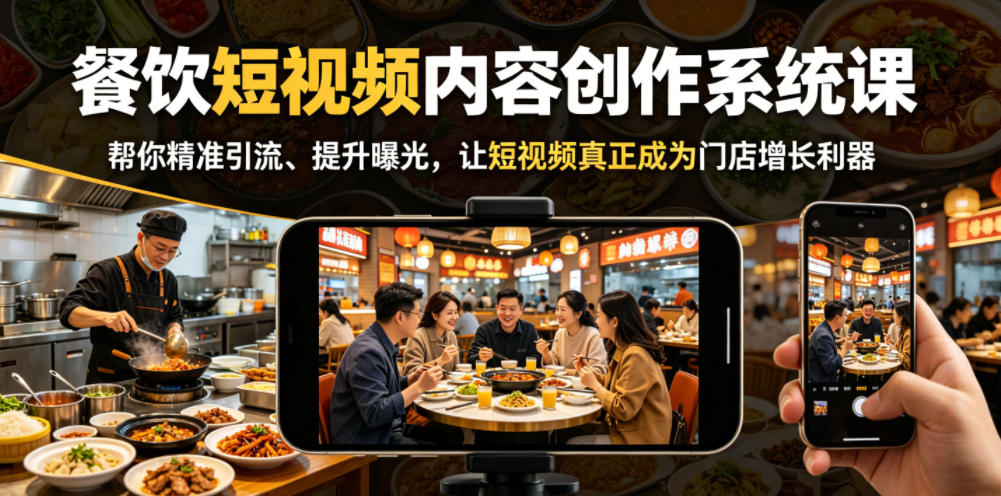 餐饮短视频内容创作系统课,帮你精准引流、提升曝光,让短视频真正成为门店增长利器-智云网