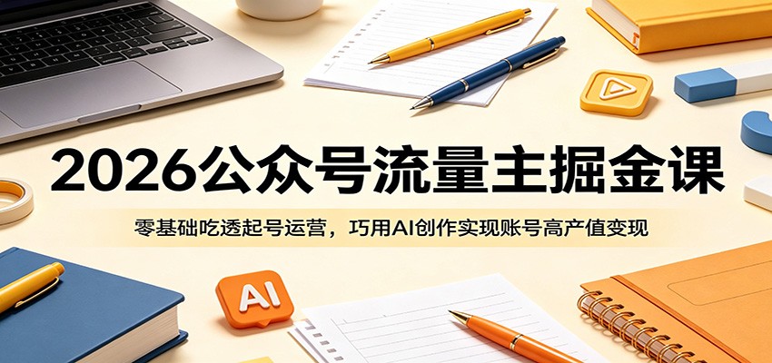 2026公众号流量主掘金课:零基础吃透起号运营,巧用AI创作实现账号高产值变现-智云网