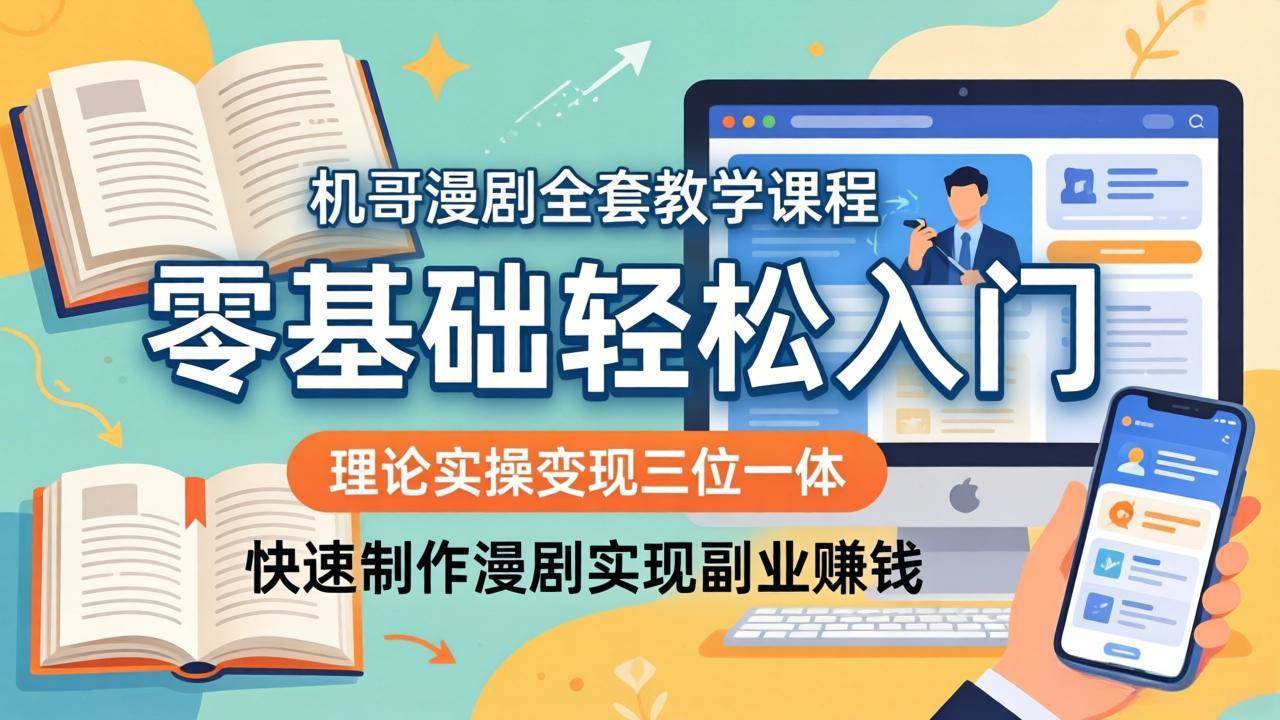 (18168期)机哥漫剧全套教学课程,理论实操变现三位一体,零基础轻松入门,快速制作漫剧实现副业赚钱-智云网