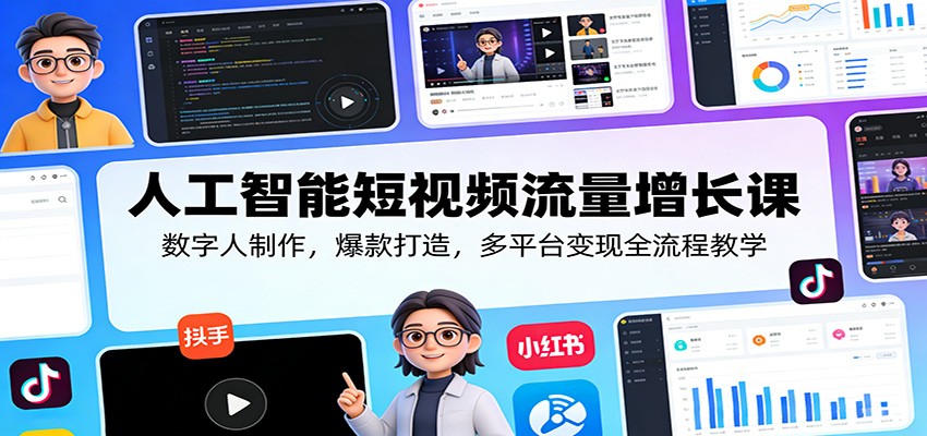 人工智能短视频流量增长课：数字人制作，爆款打造，多平台变现全流程教学-智云网