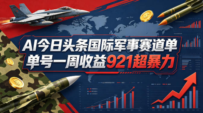 AI今日头条国际军事赛道,单号一周收益921,超暴力-智云网