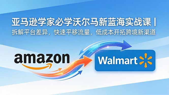 亚马逊卖家必学沃尔玛新蓝海实战课|拆解平台差异,快速平移流量,低成本开拓跨境新渠道-智云网