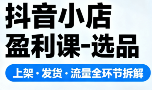 抖音小店盈利课-选品·上架·发货·流量全环节拆解-智云网