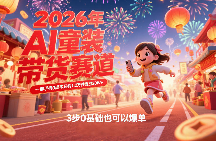 AI童装新春带货赛道,一部手机0成本狂销1.2万件喜提20W+,3步0基础也可以爆单-智云网