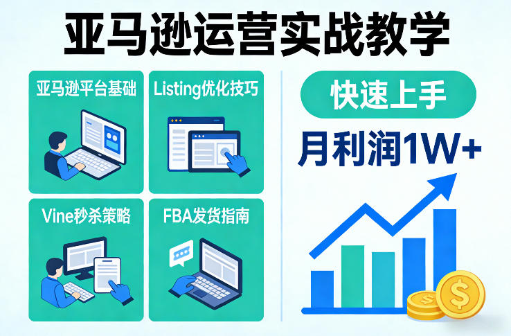 亚马逊运营实战教学,亚马逊平台+Listing优化+Vine秒杀+FBA发货等,快速上手,实现店铺月利润1W-智云网